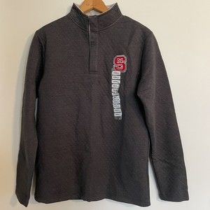 NC State Champion Quarter Zip Quilted Womens Small College Embroidered Gray